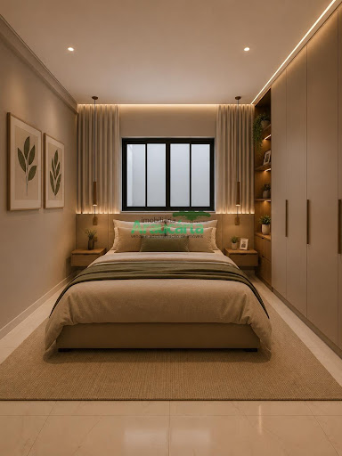Quarto 1 com sugestão de decoração
