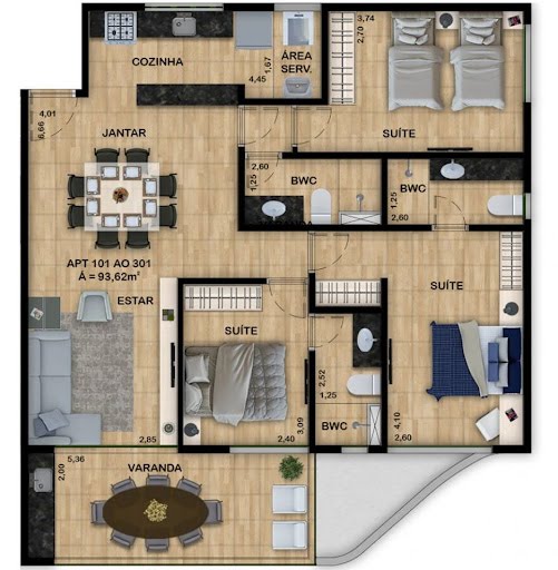 Apartamento à venda com 3 quartos, 1 suíte, 2 vagas e 95m² no Carneiros, Tamandaré (PE) — foto 5 de 21
