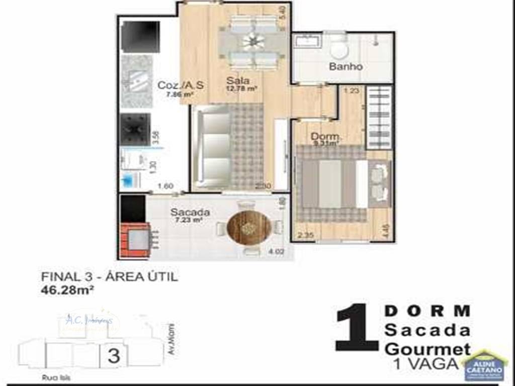 Apartamento à venda com 1 quarto, 1 banheiro, 1 vaga e 46m² no Vila Caiçara, Praia Grande (SP) — foto 10 de 15