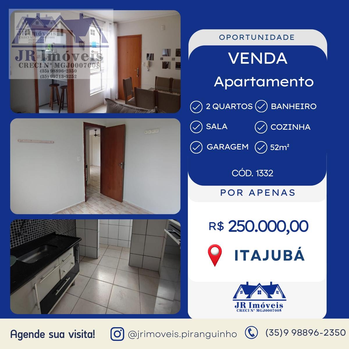 Apartamento à venda com 2 quartos, 1 banheiro, 1 vaga e 52m² no Boa Vista, Itajubá — foto principal