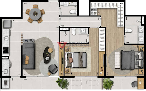 Planta 01 - 2 dorm 101,34m²