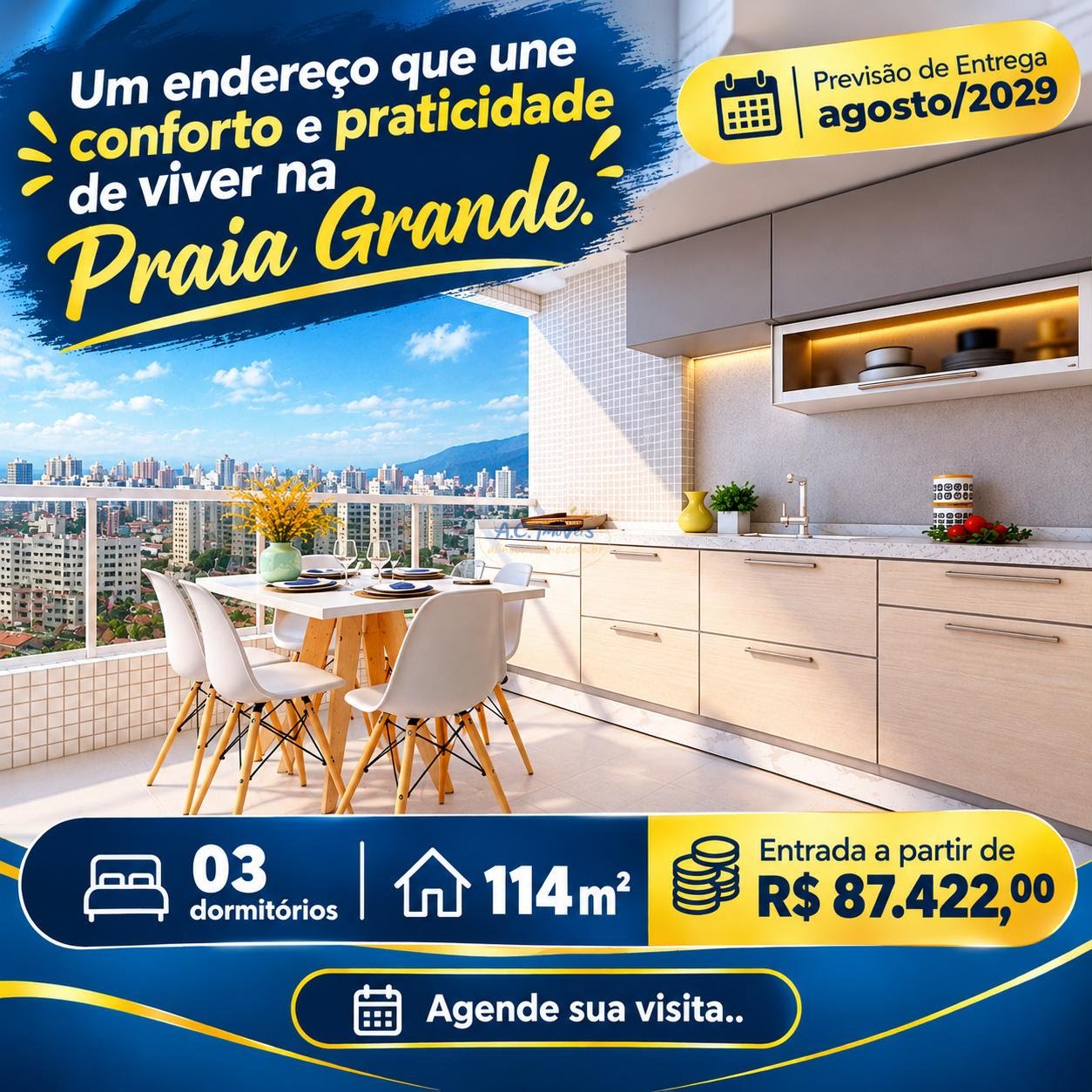 Apartamento à venda com 3 quartos, 2 banheiros, 2 vagas e 114m² no Aviação, Praia Grande — foto principal