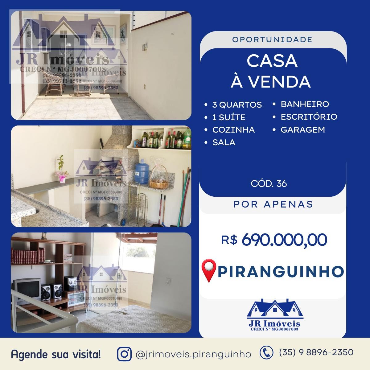 Casa à venda com 4 quartos, 2 vagas e 280m² no Centro, Piranguinho — foto principal