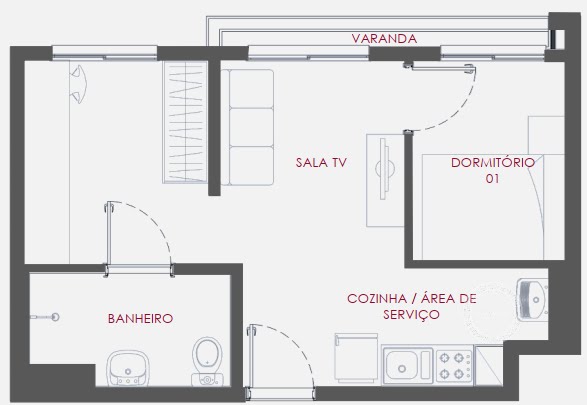 Planta 01 - 1 dorm 34 20m²