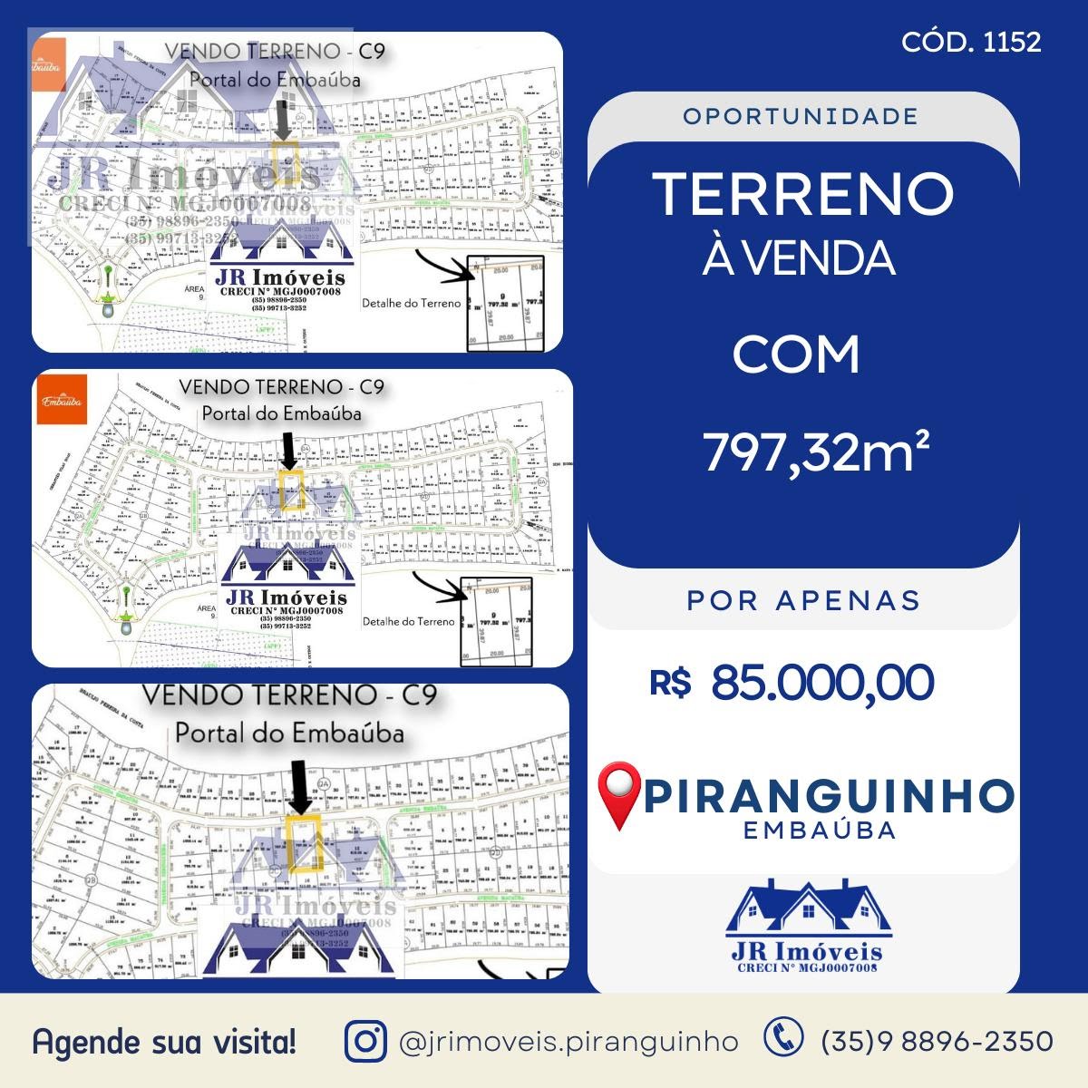 Terreno à venda com 797m² de terreno no Bairro Laje, Piranguinho — foto principal