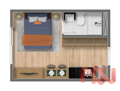 Planta 01 - 1 dorm 17m² - studio