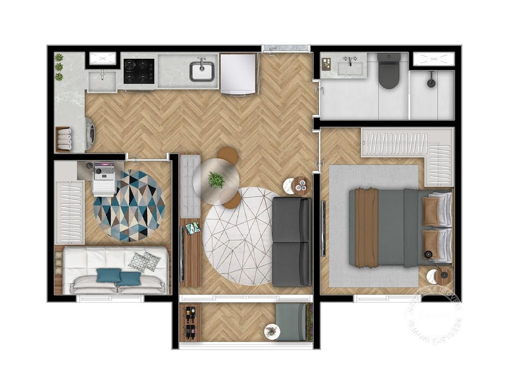Planta 02 - 2 dorm 36,71m²