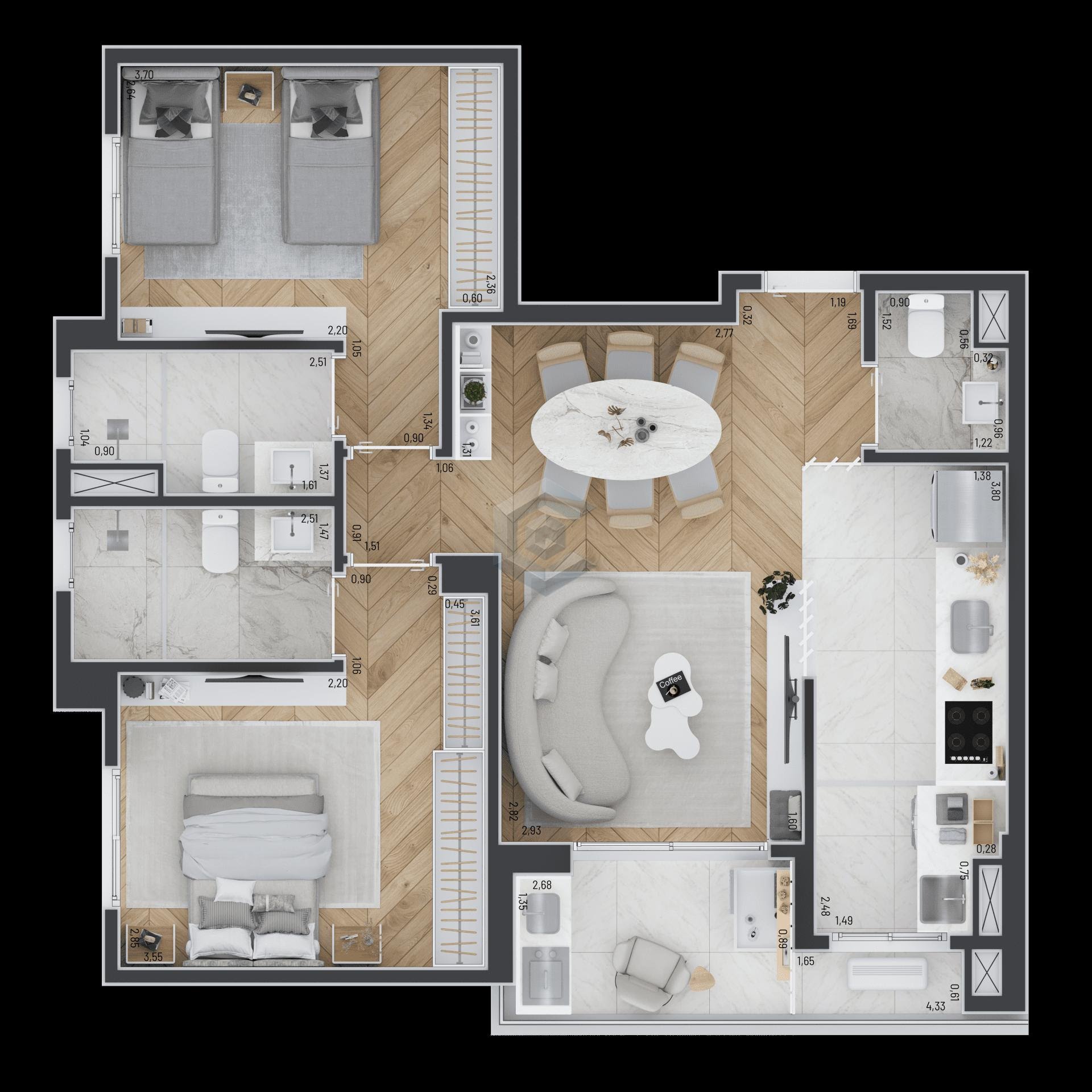 74m²