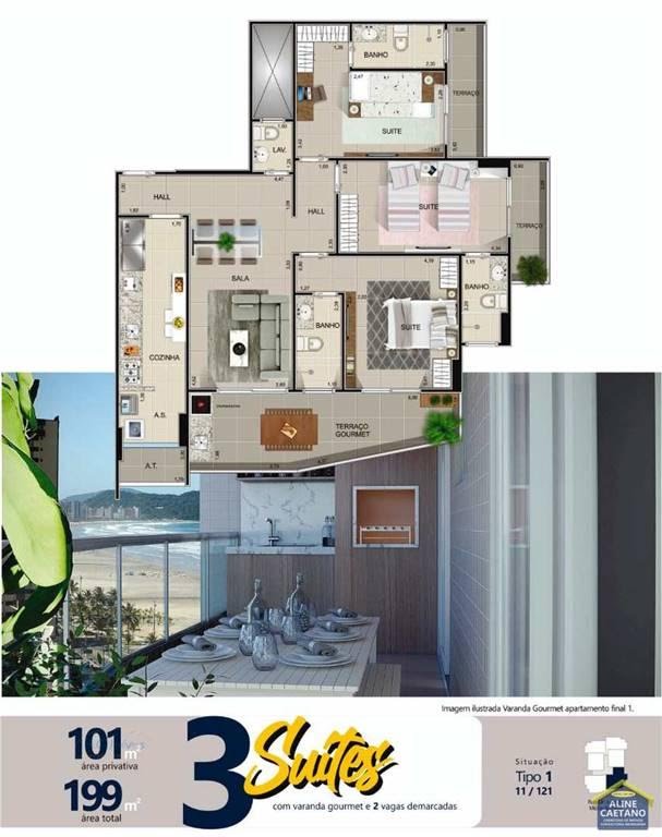 Apartamento à venda com 3 quartos, 3 suítes, 2 vagas e 95m² no Aviação, Praia Grande (SP) — foto 21 de 30