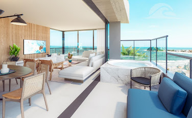 Aquarela: obra prima arquitetura, estilo vida à beira-mar