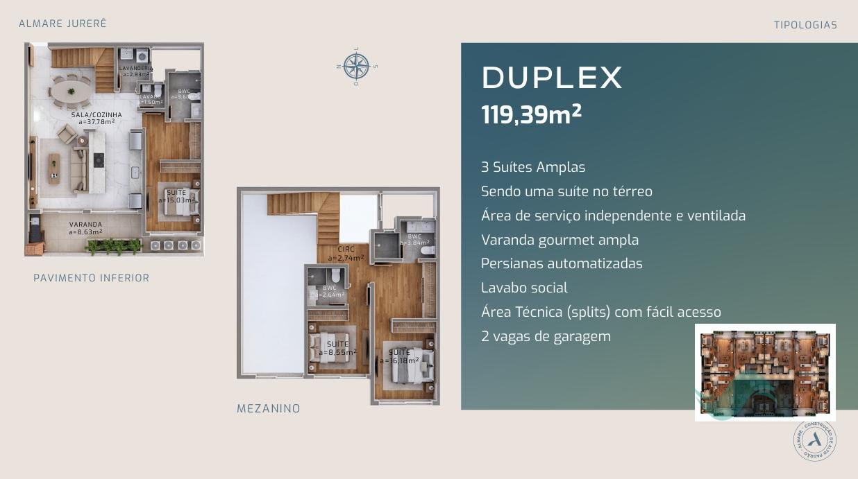 Apartamento à venda com 3 suítes, 2 vagas e 119m² no Jurerê, Florianópolis (SC) — foto 9 de 12