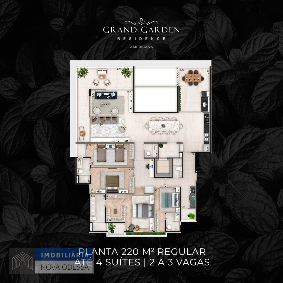 Apartamento à venda com 4 quartos, 4 suítes, 3 vagas e 220m² no Vila Medon, Americana (SP) — foto 4 de 21