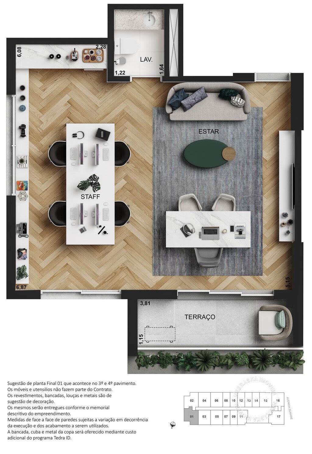 Planta 01 - sala 50 5m²