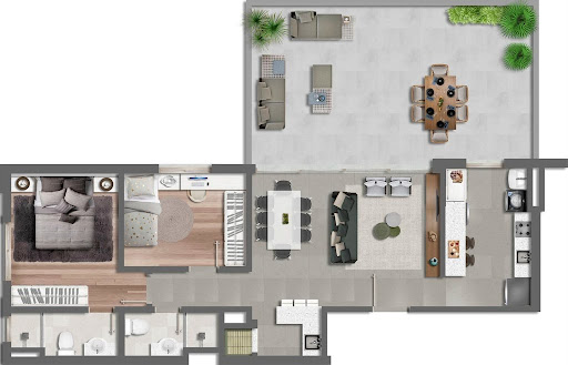 Planta 04 - 2 dorm 104 45m² - garden