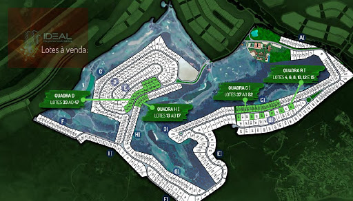 Aretê - Imagem com a localização dos lotes e vilas na região do campo de Golfe em Búzios