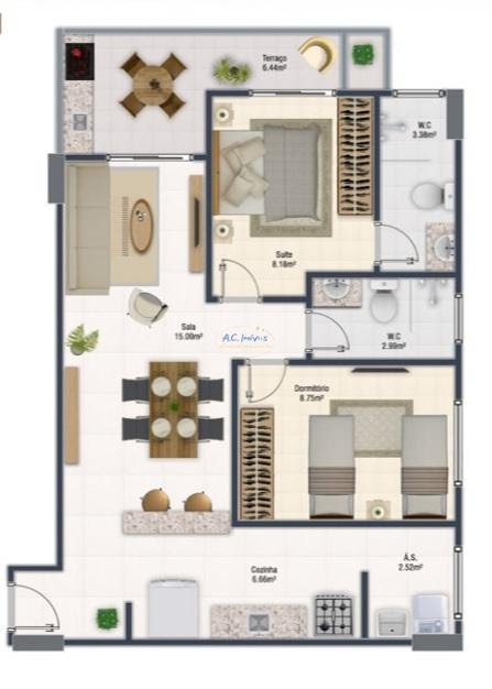 Apartamento à venda com 2 quartos, 1 suíte, 1 vaga e 66m² no Vila Assuncao, Praia Grande (SP) — foto 18 de 21