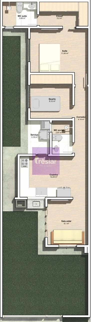 Casa à venda com 2 quartos, 1 suíte, 2 vagas e 69m² no Nova Três Lagoas, Três Lagoas (MS) — foto 9 de 10