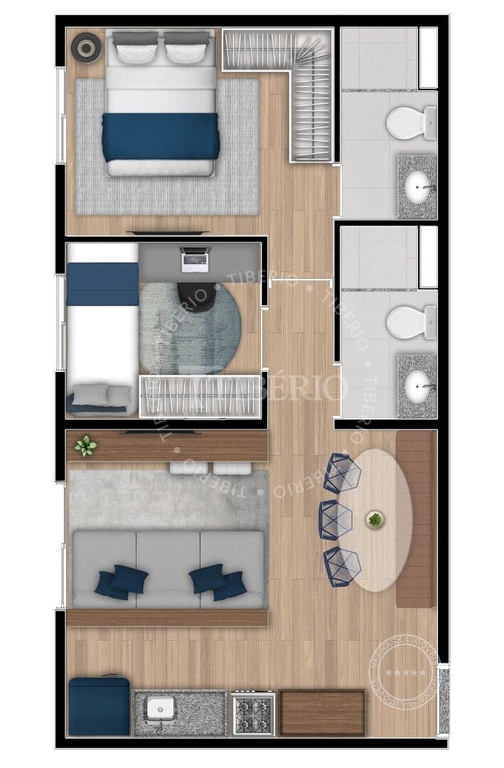 Planta 02 - 2 dorm 46 04m²