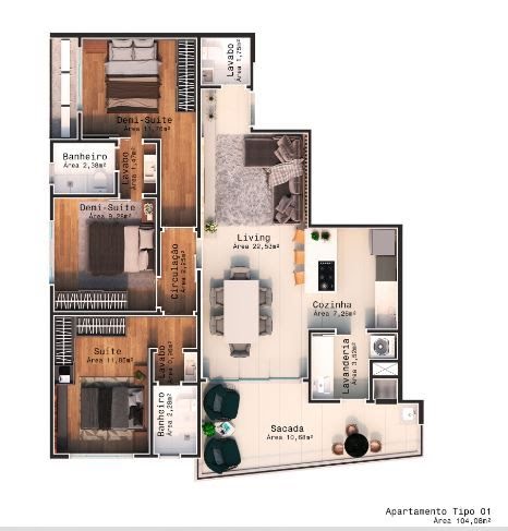 Planta Apartamento tipo 1