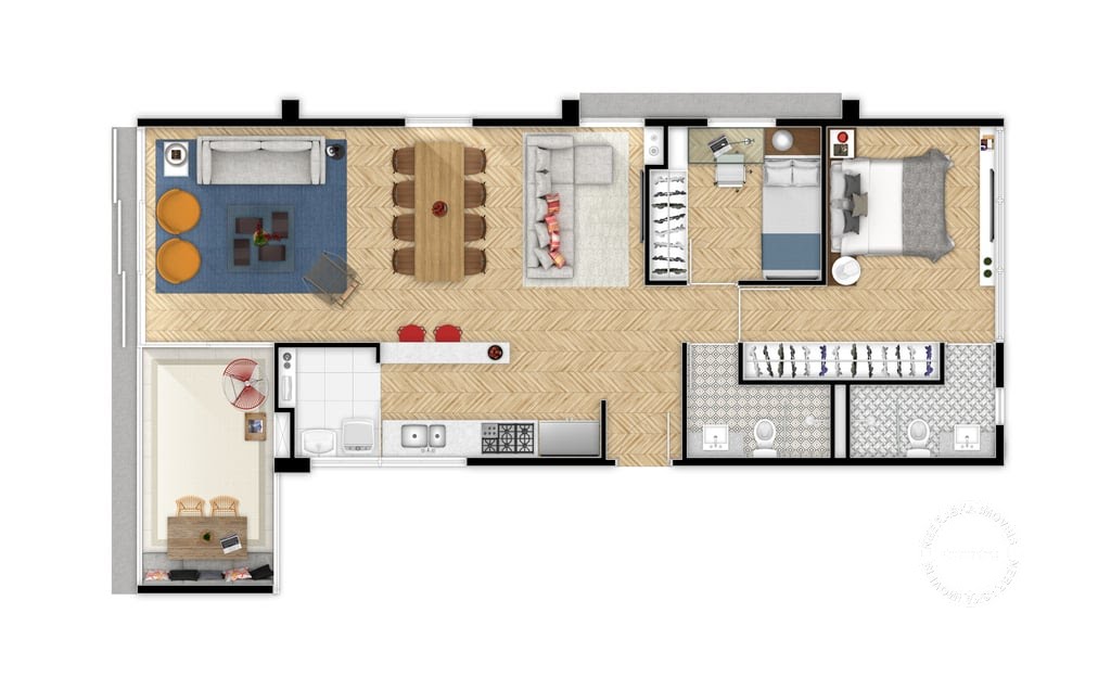 Planta 03 - 2 dorm 84 82m² - opção