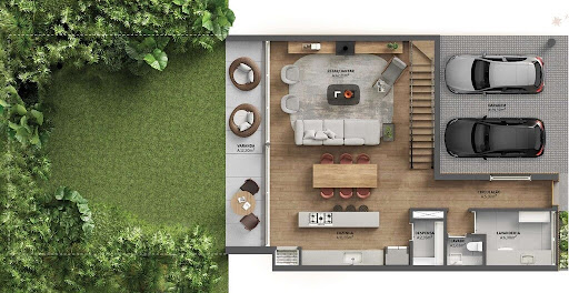 Planta 01 - 3 dormitórios 219m² - térreo