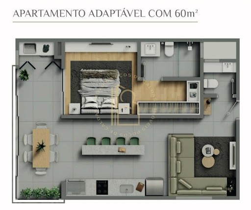 Apartamento Studio no Centro plano de Poços de Caldas