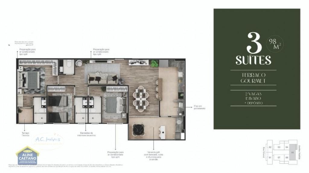 Apartamento à venda com 3 quartos, 3 suítes, 2 vagas e 98m² no Canto do Forte, Praia Grande (SP) — foto 2 de 15