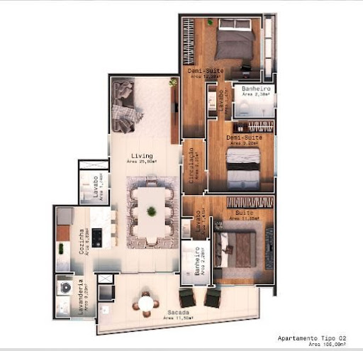 Planta Apartamento tipo 2