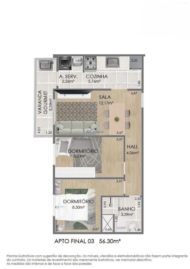 Apartamento à venda com 2 quartos, 2 banheiros, 1 vaga e 60m² no Real, Praia Grande (SP) — foto 7 de 30