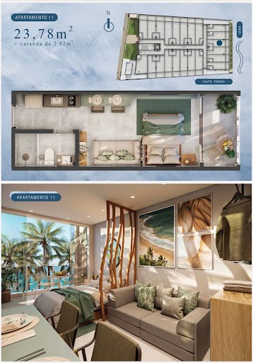 Apartamento à venda com 1 quarto, 1 suíte, 1 vaga e 34m² no Merepe II Porto de Galinhas, Ipojuca (PE) — foto 9 de 11