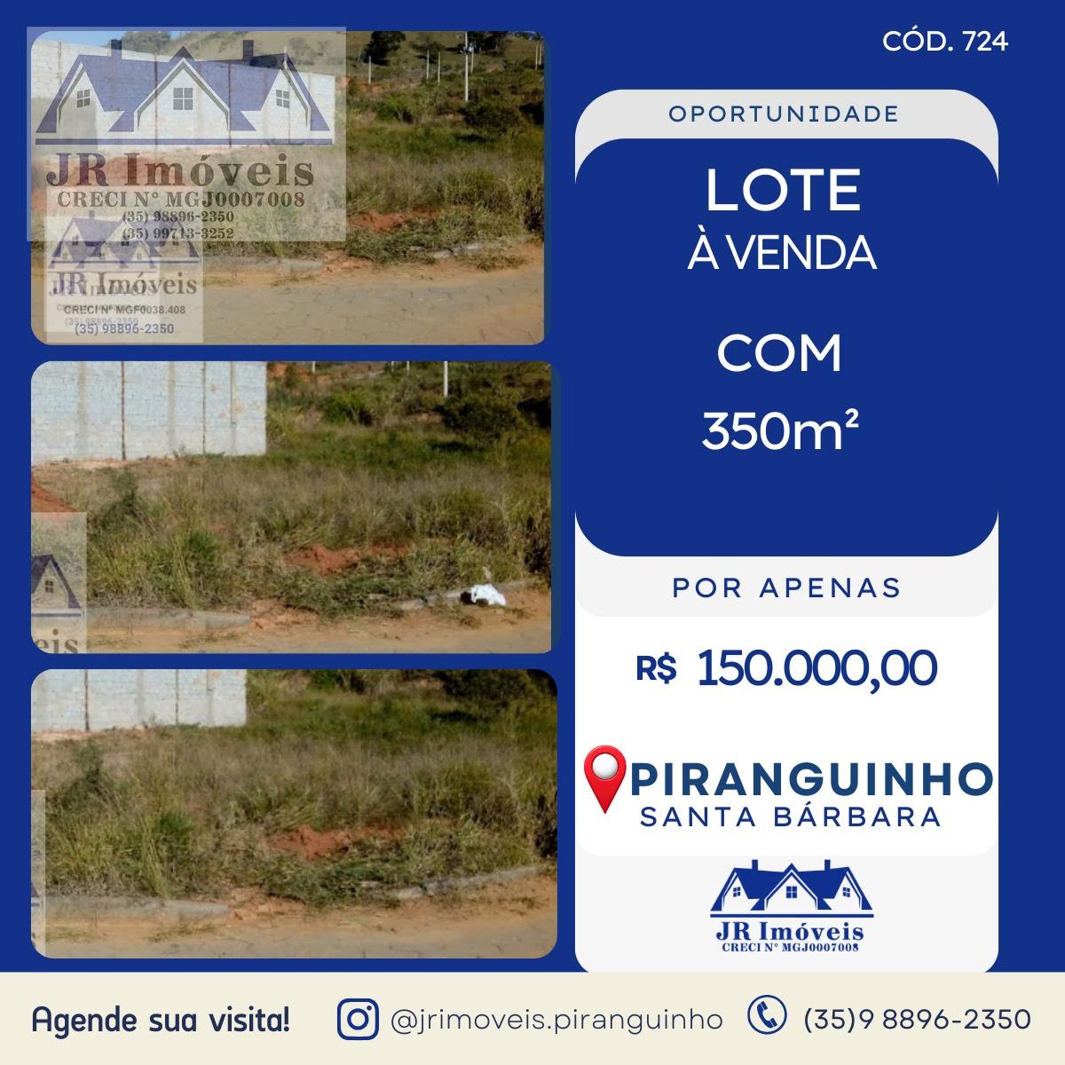 Terreno à venda com 350m² de terreno no Santa Barbara, Piranguinho — foto principal