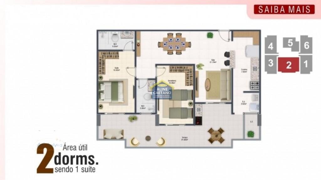 Apartamento à venda com 2 quartos, 1 suíte, 2 vagas e 91m² no Ocian, Praia Grande (SP) — foto 11 de 14