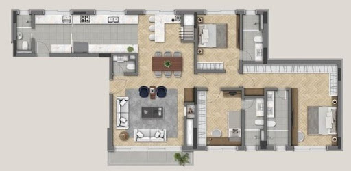 Planta 03 - 3 dorm 155 56m²