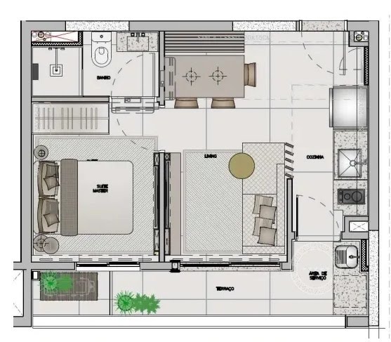 Planta 01 - 1 dorm 35,50m²
