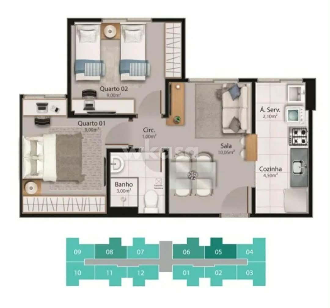 Apartamento à venda com 2 quartos, 1 banheiro, 1 vaga e 45m² no Maringá, Serra (ES) — foto 8 de 19