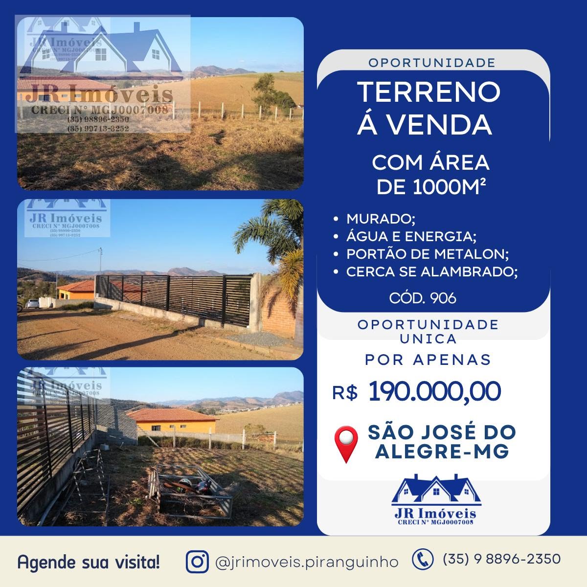 Terreno à venda com 1000m² de terreno no Forros, São José do Alegre — foto principal