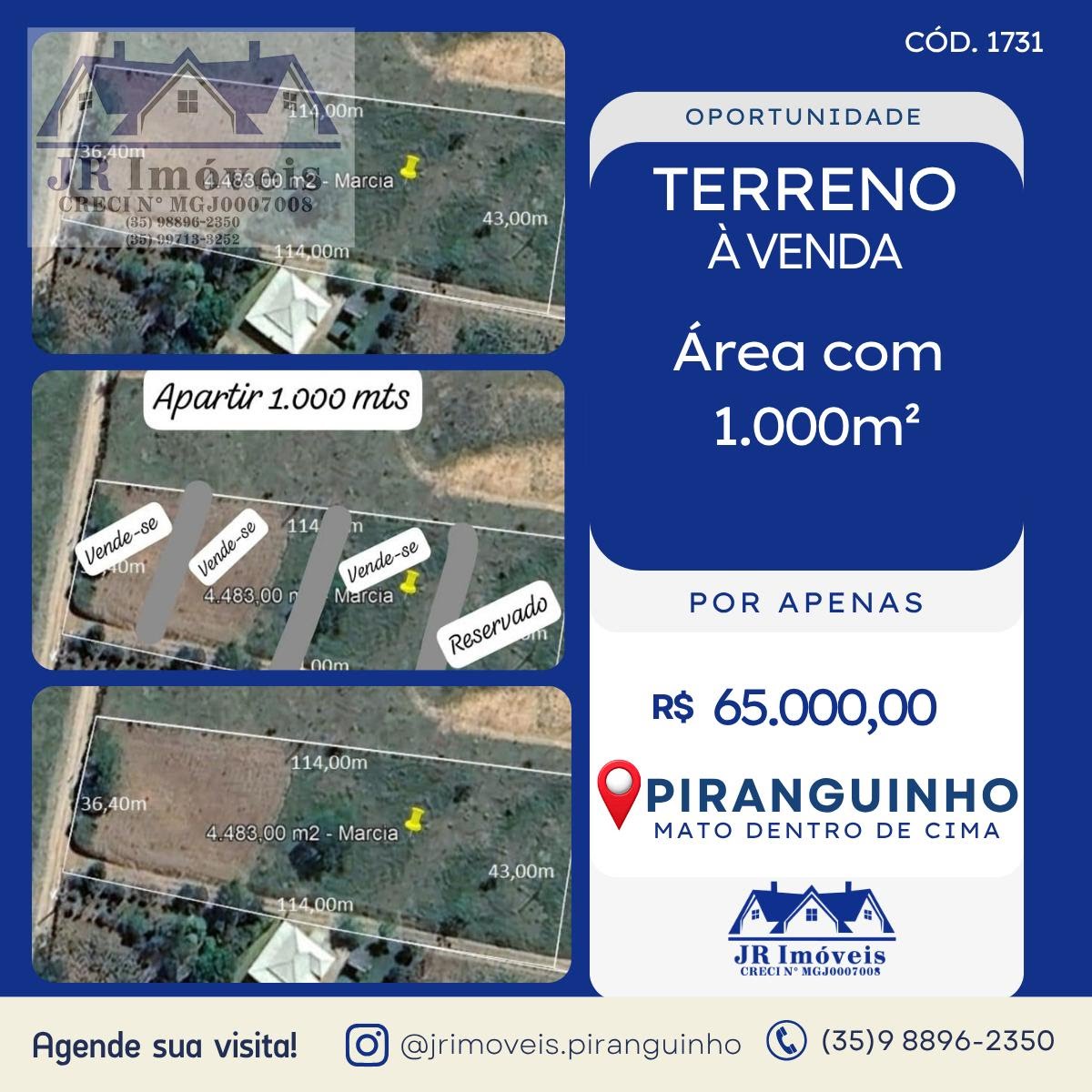 Terreno à venda com 1000m² de terreno no Tronqueiras, Piranguinho — foto principal