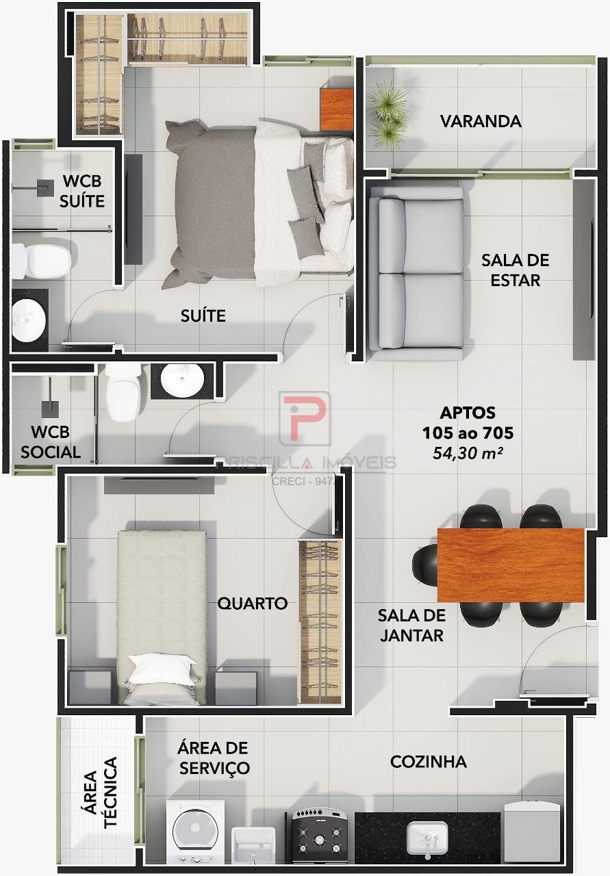 Apartamento à venda com 2 quartos, 1 suíte, 1 vaga e 54m² no Bessa, João Pessoa (PB) — foto 11 de 11