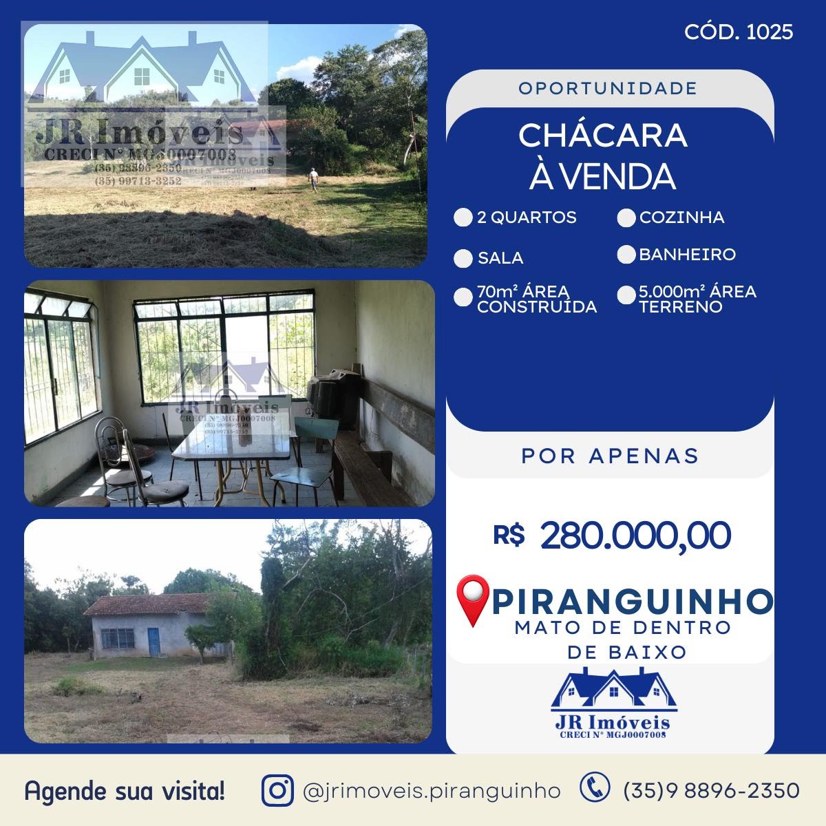 Rural à venda com 5000m² de terreno no Mato Dentro de Baixo, Piranguinho — foto principal