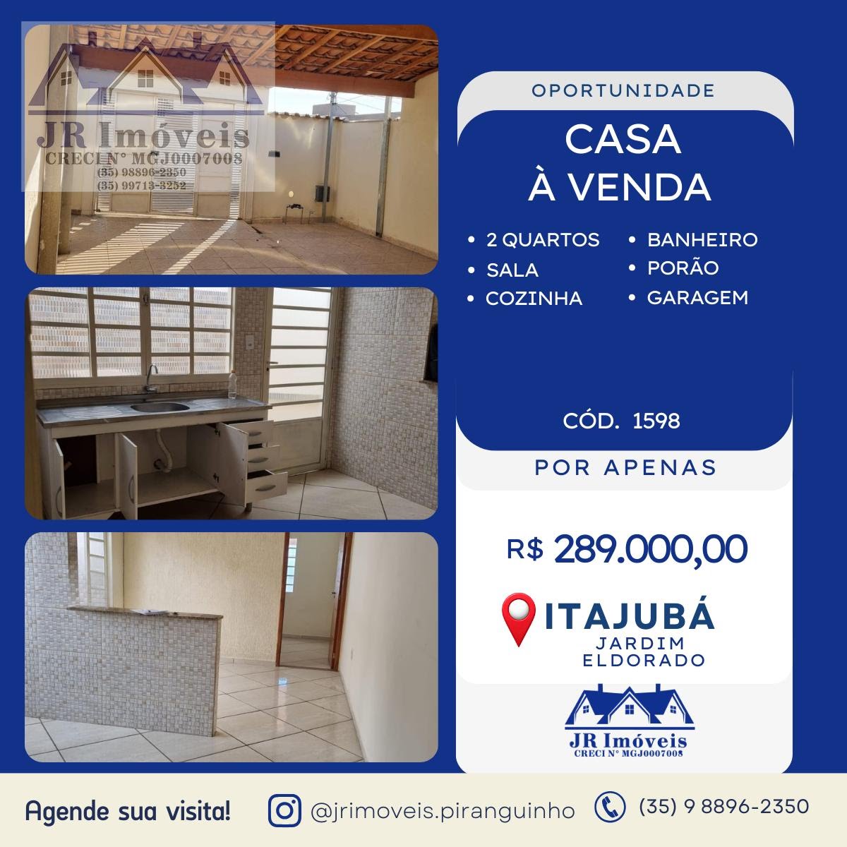 Casa à venda com 2 quartos, 1 banheiro, 1 vaga e 52m² no Eldorado, Itajubá — foto principal