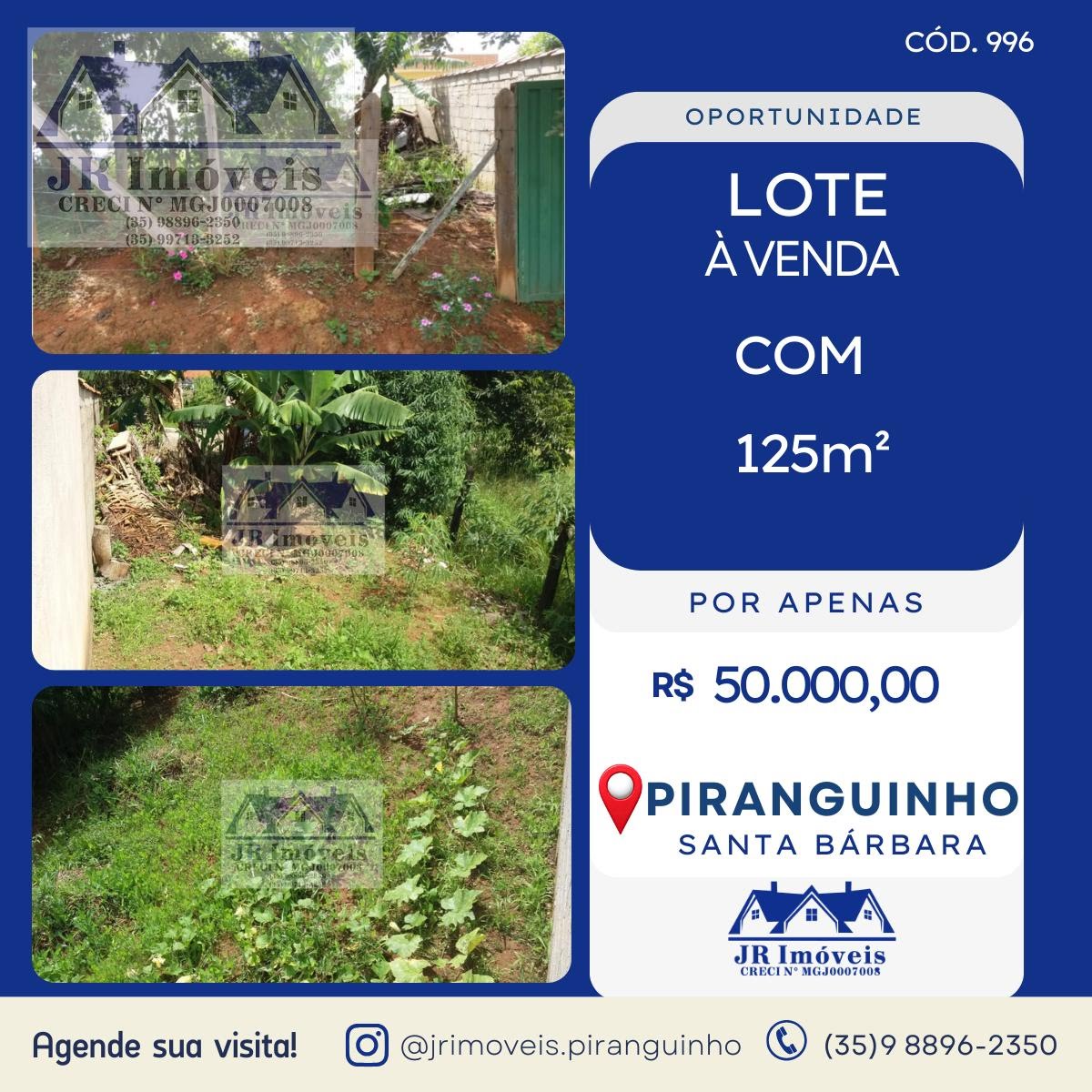 Terreno à venda com 125m² de terreno no Santa Barbara, Piranguinho — foto principal