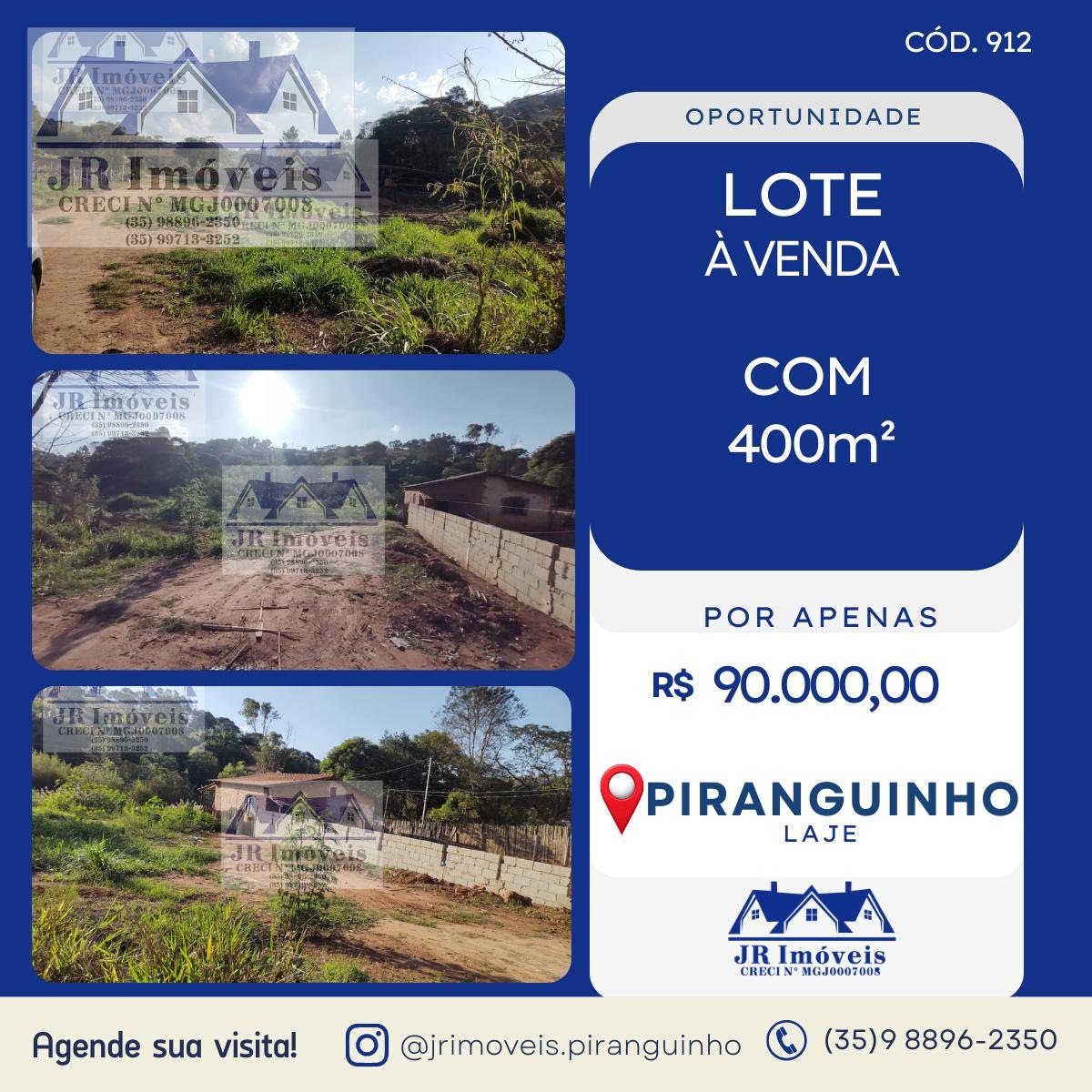 Terreno à venda com 400m² de terreno no Laje, Piranguinho — foto principal