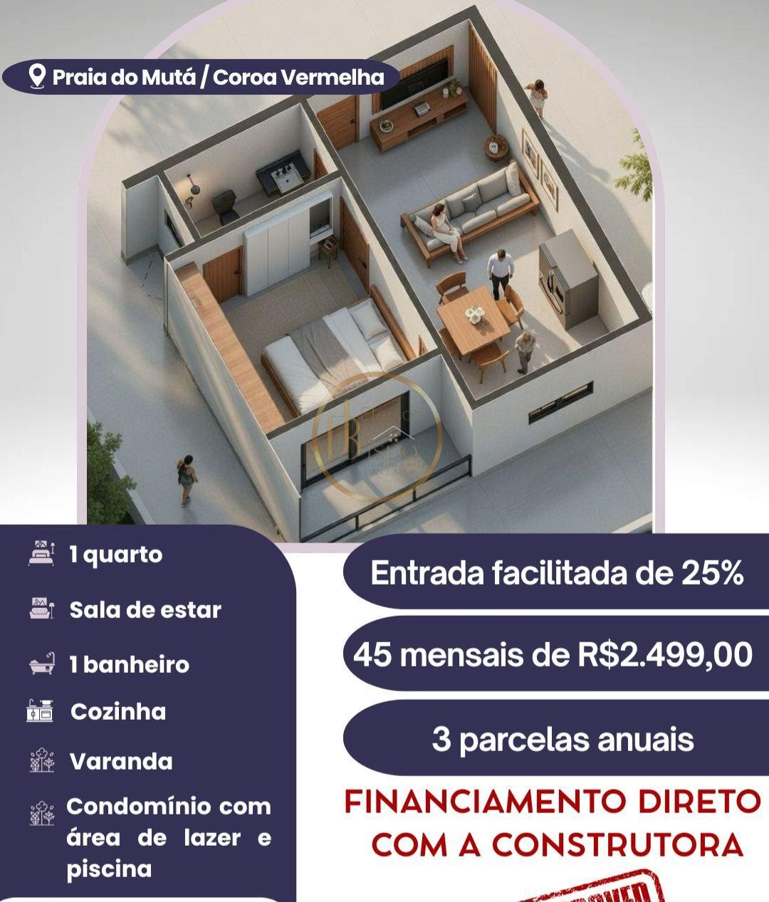 Studio à venda com 1 quarto, 1 banheiro e 35m² no Coroa Vermelha, Santa Cruz Cabrália (BA) — foto 5 de 17