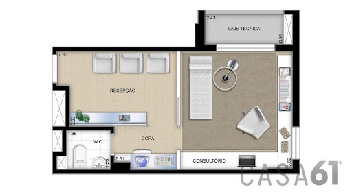 Planta com sugestão de layout