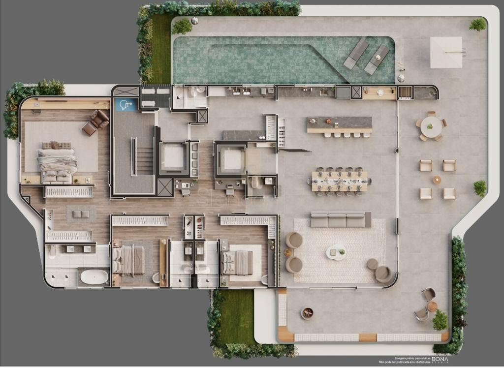 Planta Ap Garden 468m2 com piscina de 18m2