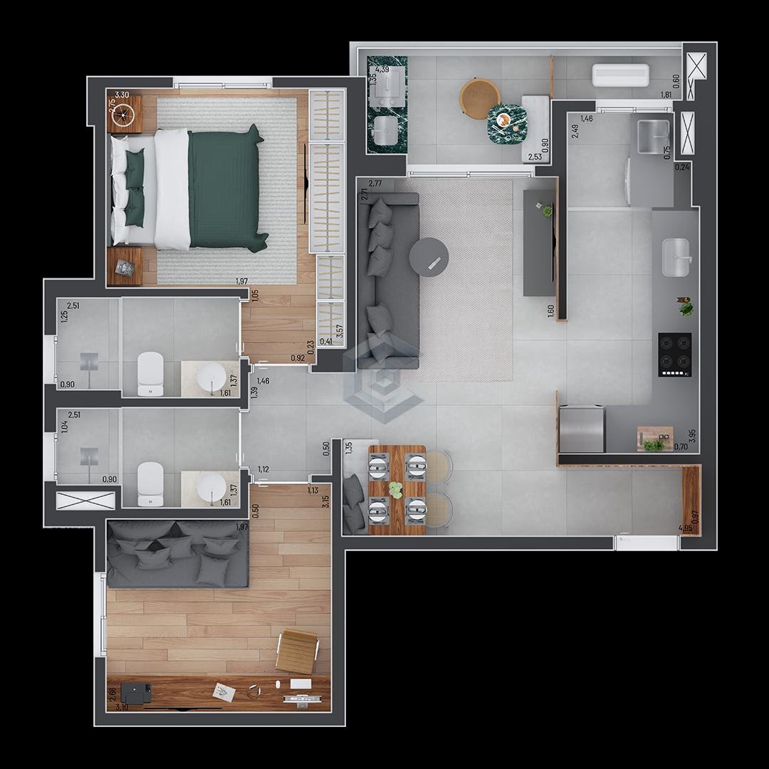 69m²