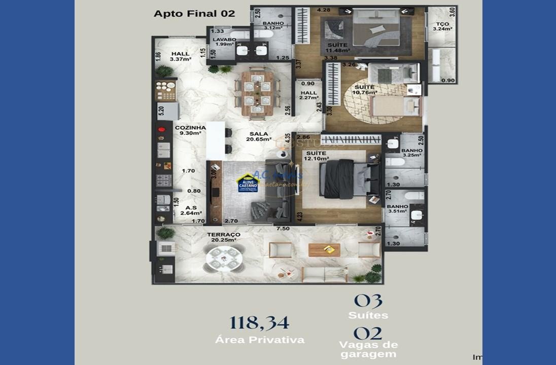 Apartamento à venda com 3 quartos, 3 suítes, 2 vagas e 118m² no Aviação, Praia Grande (SP) — foto 2 de 7