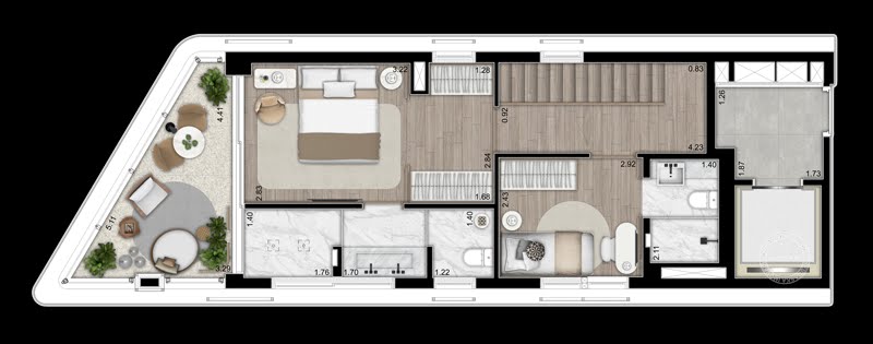 Planta 05 - 2 dorm 120m² - cobertura duplex - superior