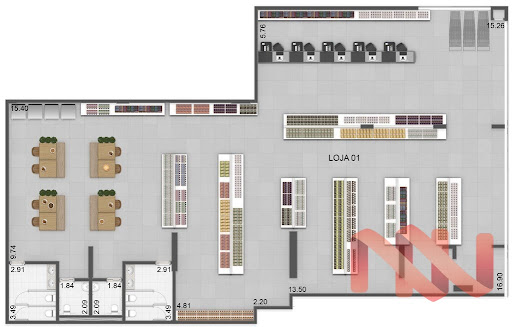 Planta 01 - 497m² - loja