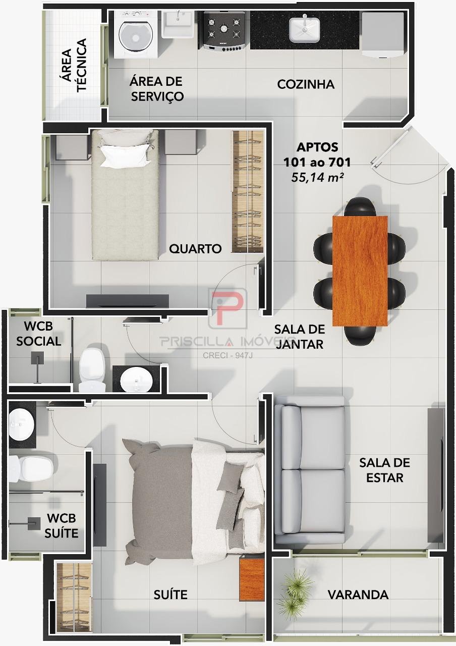 Apartamento à venda com 2 quartos, 1 suíte, 1 vaga e 54m² no Bessa, João Pessoa (PB) — foto 10 de 11